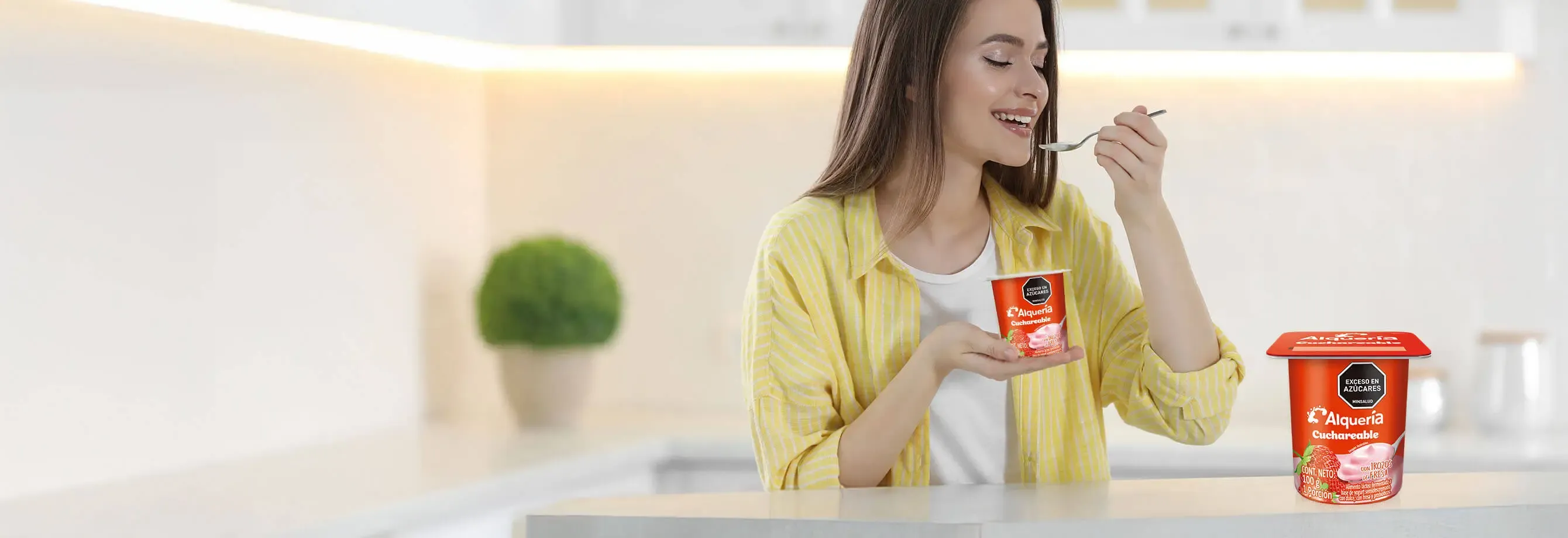 Alimento lácteo cuchareable a base de yogurt de fresa Banner