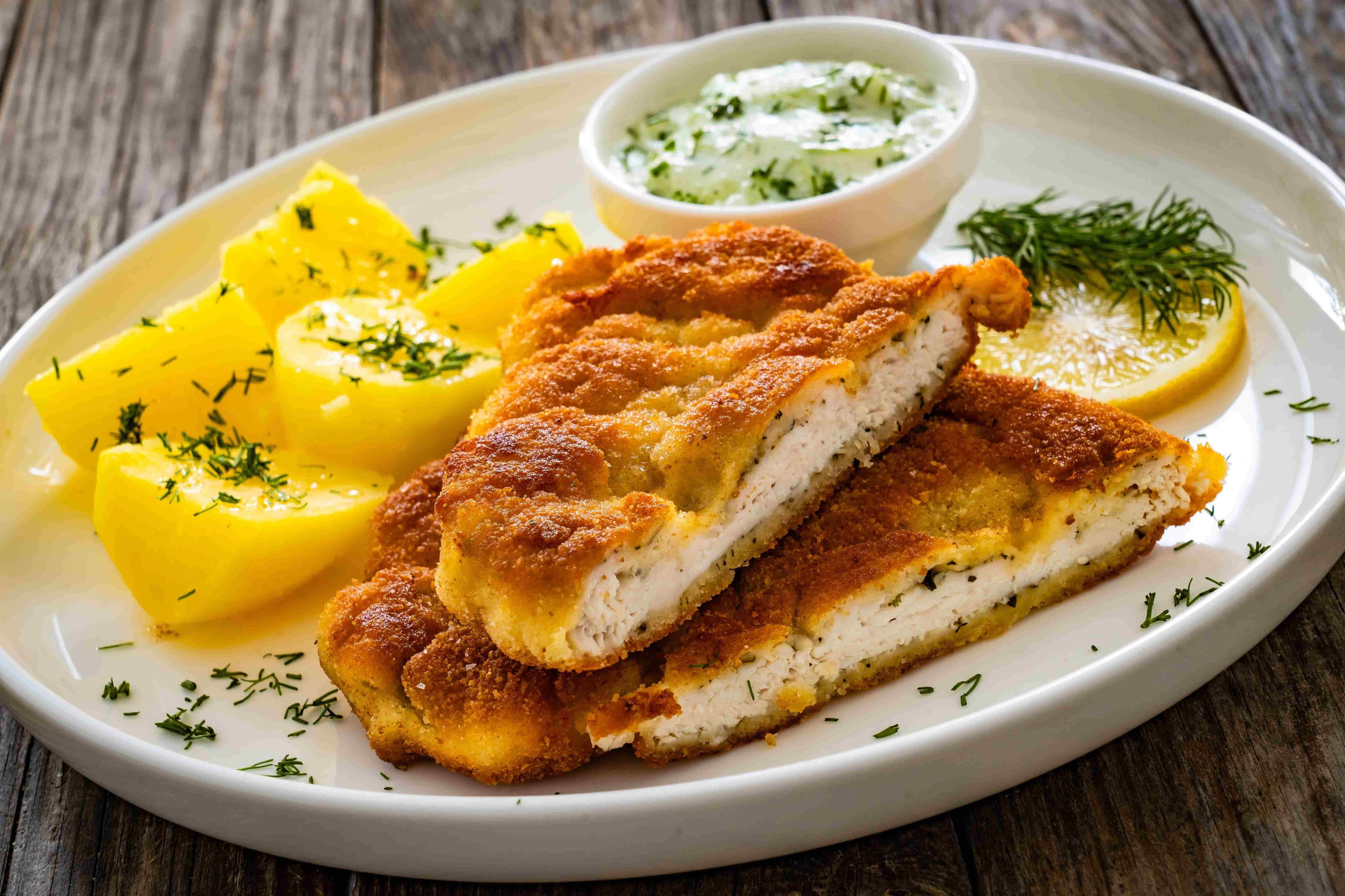 Cerdo crocante con crema de limón