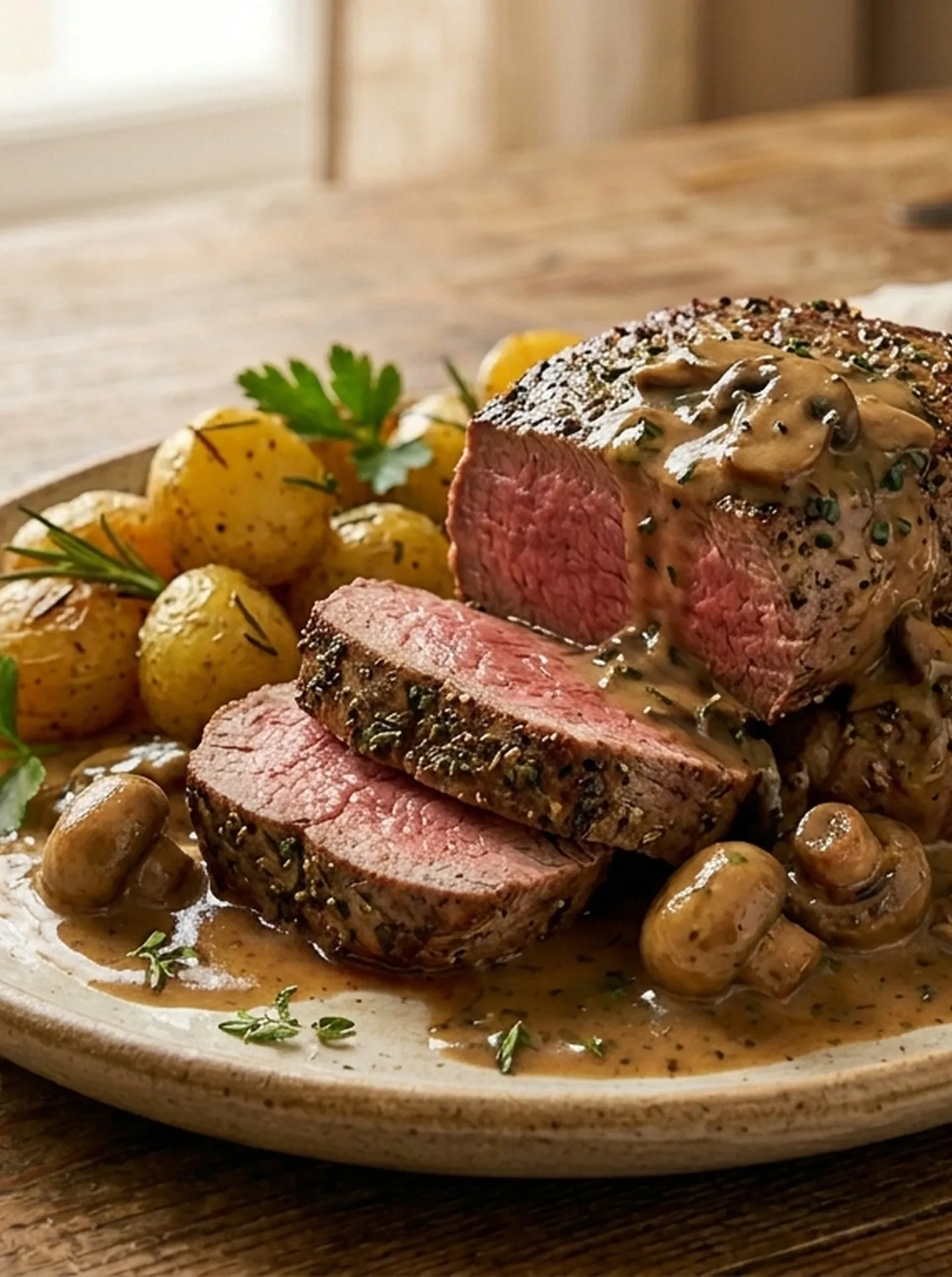 Filet Mignon en salsa de champiñones