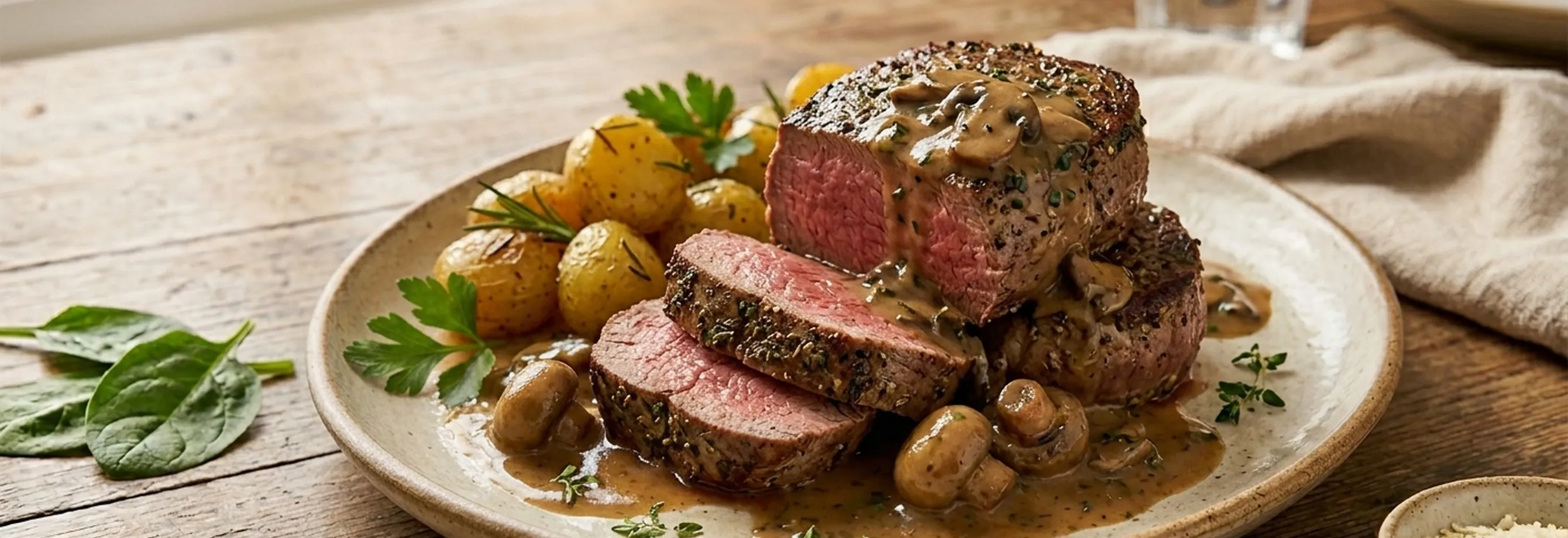 Filet Mignon en salsa de champiñones
