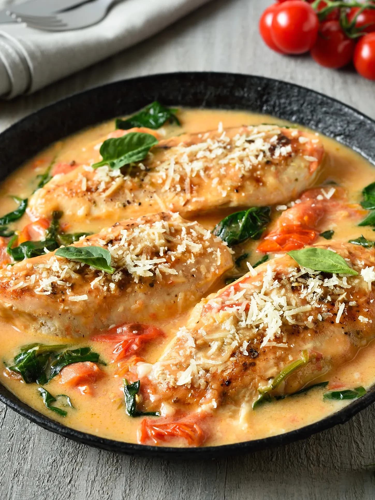 PECHUGA CREMOSA CON QUESO PARMESANO