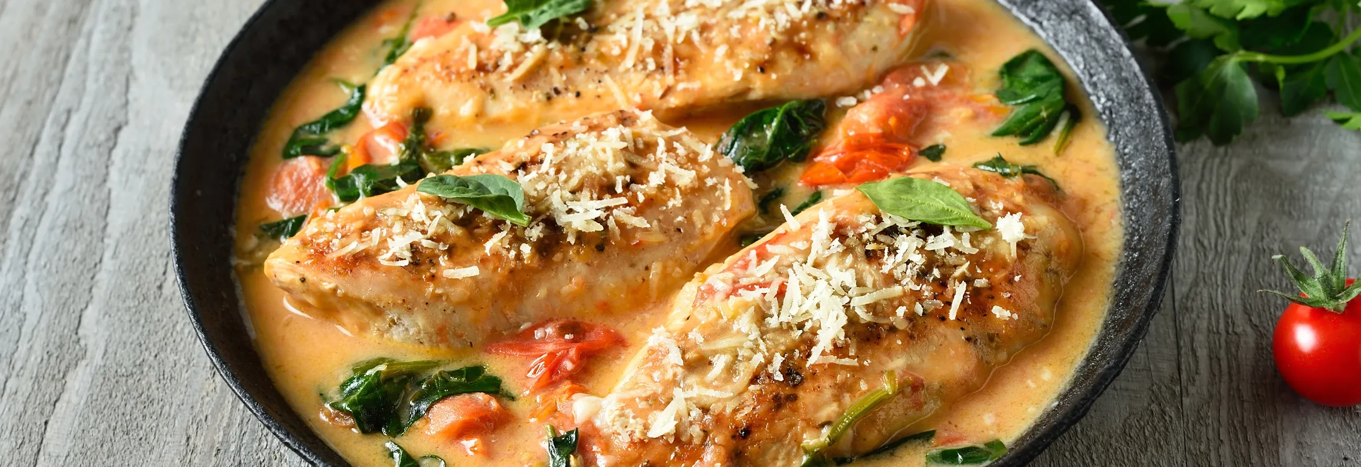 PECHUGA CREMOSA CON QUESO PARMESANO