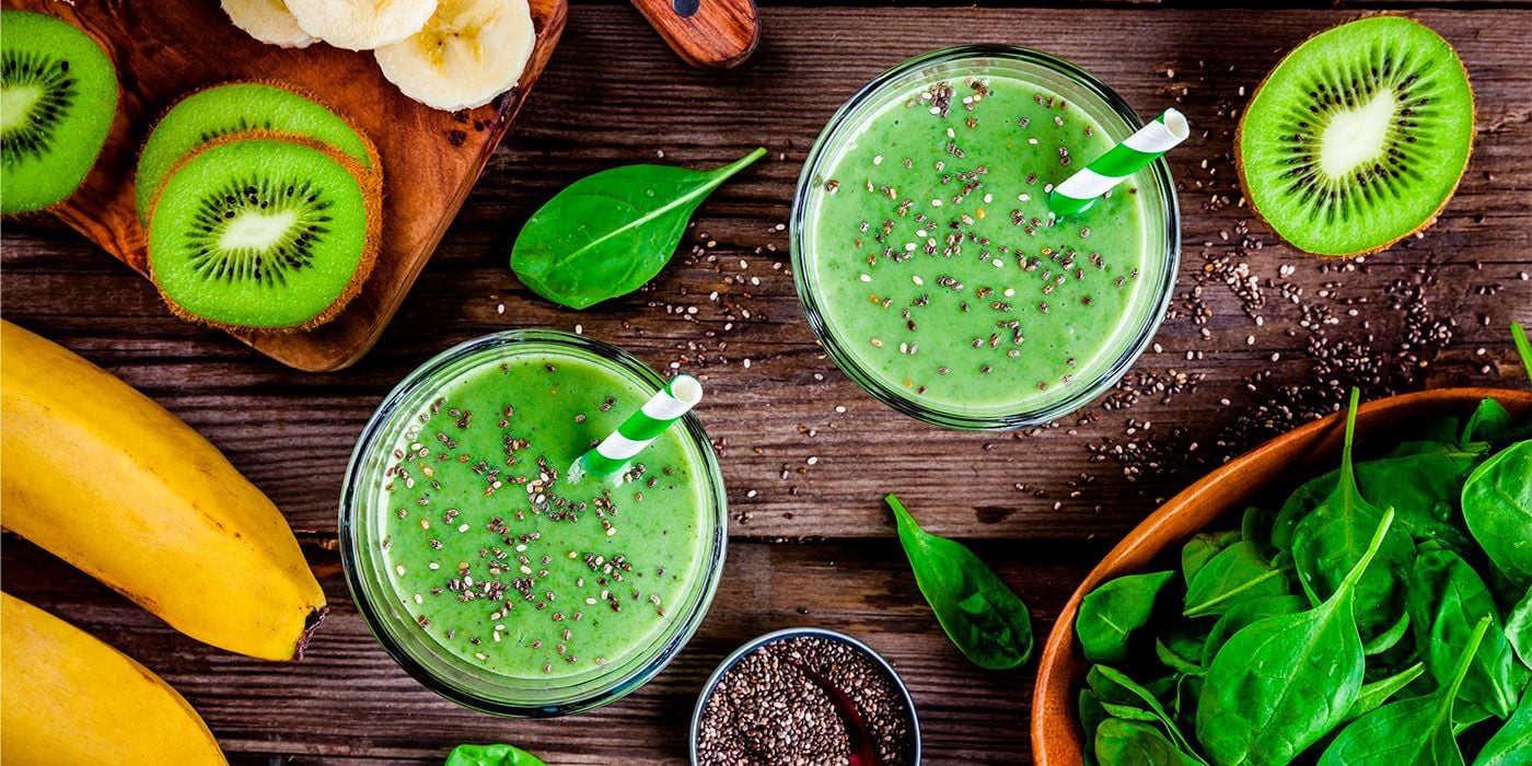 Batido de kiwi banano y espinaca