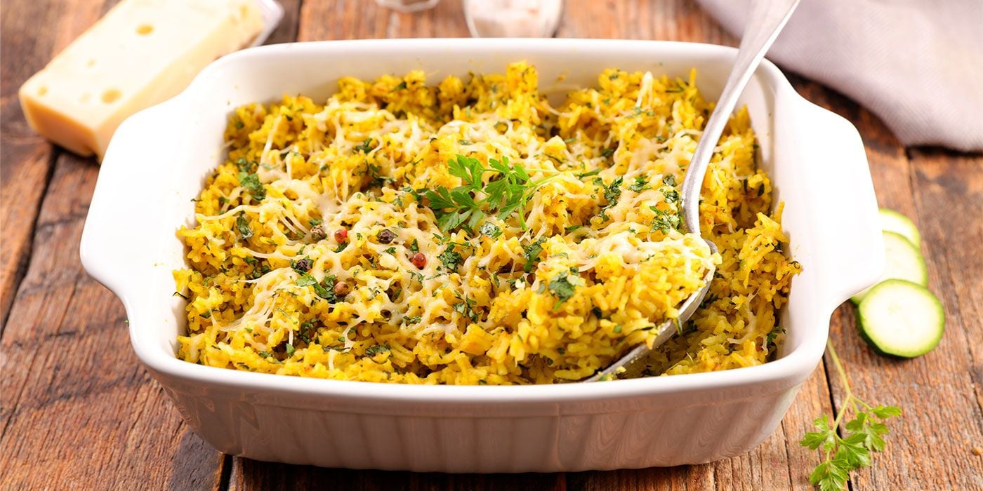 Gratin de arroz y calabacines