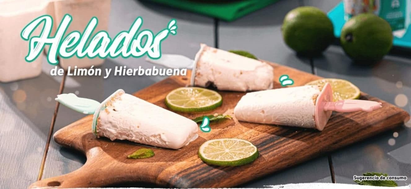 Helado de limon y hierbabuena