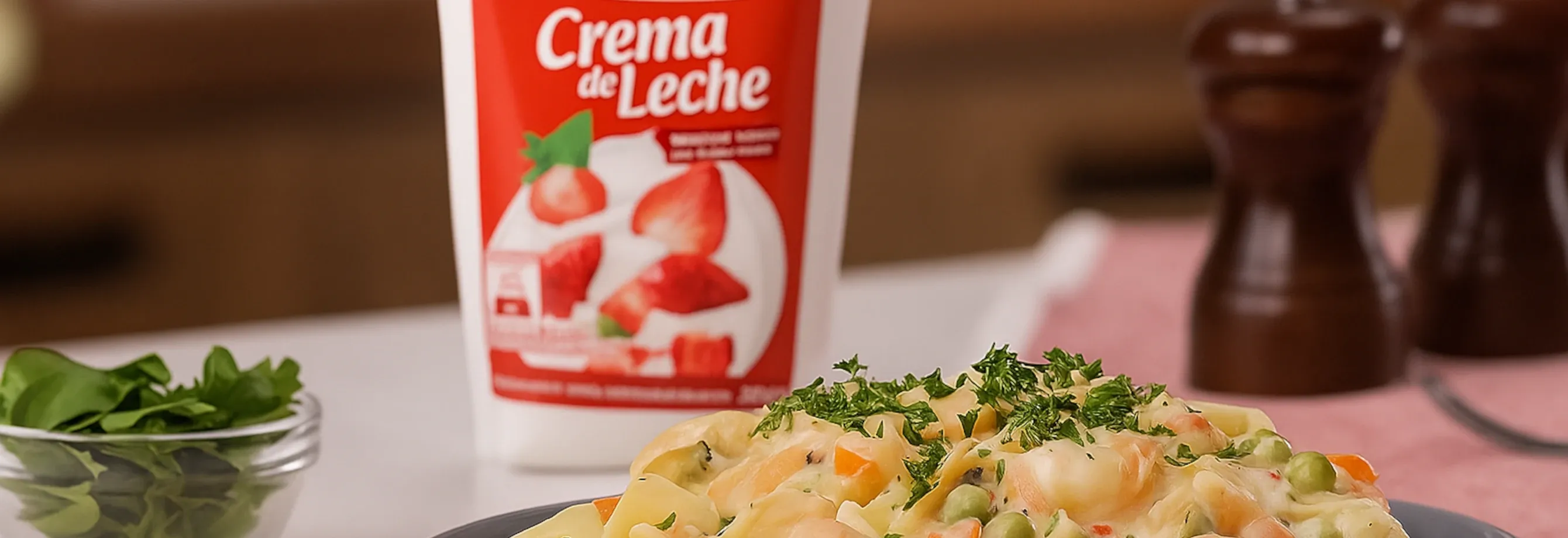 pasta con camarones cremosos