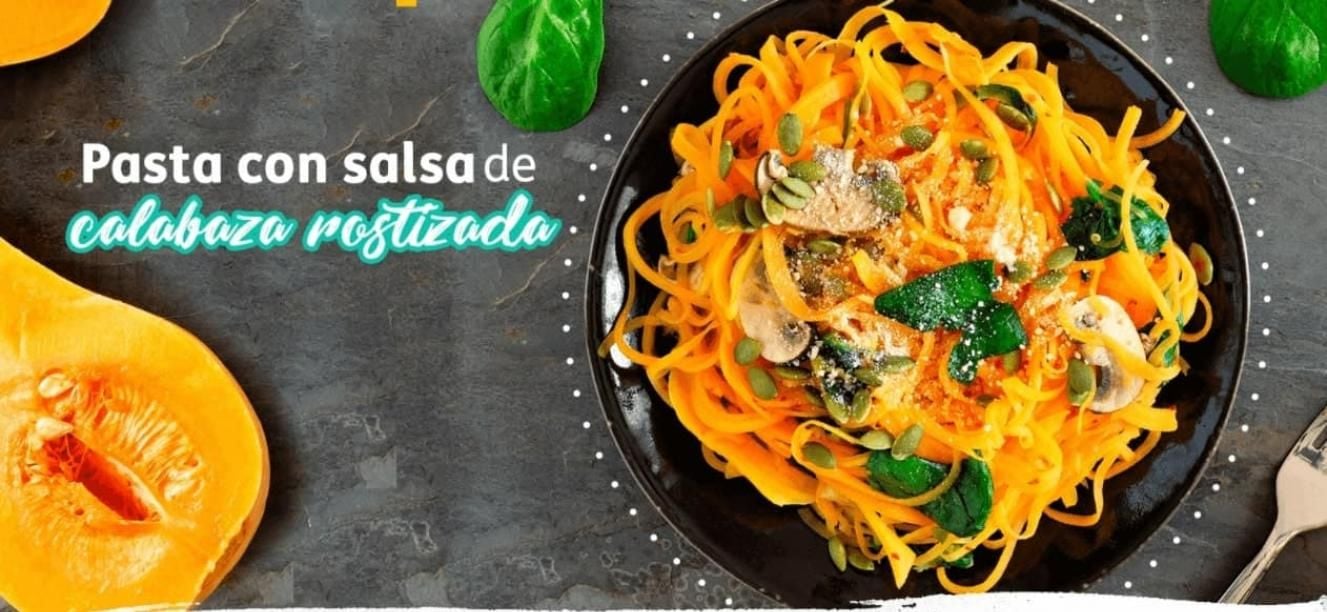 Pasta con salsa de calabaza rostizada