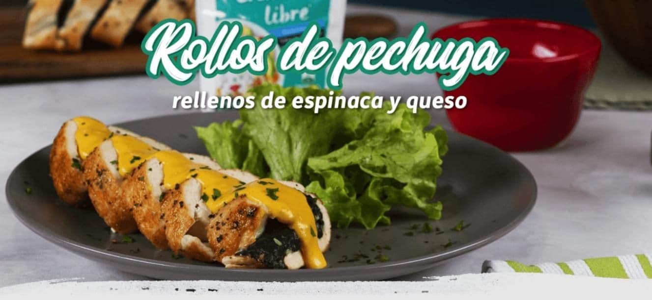 Rollos de pechuga de pollo rellenos de espinaca y queso