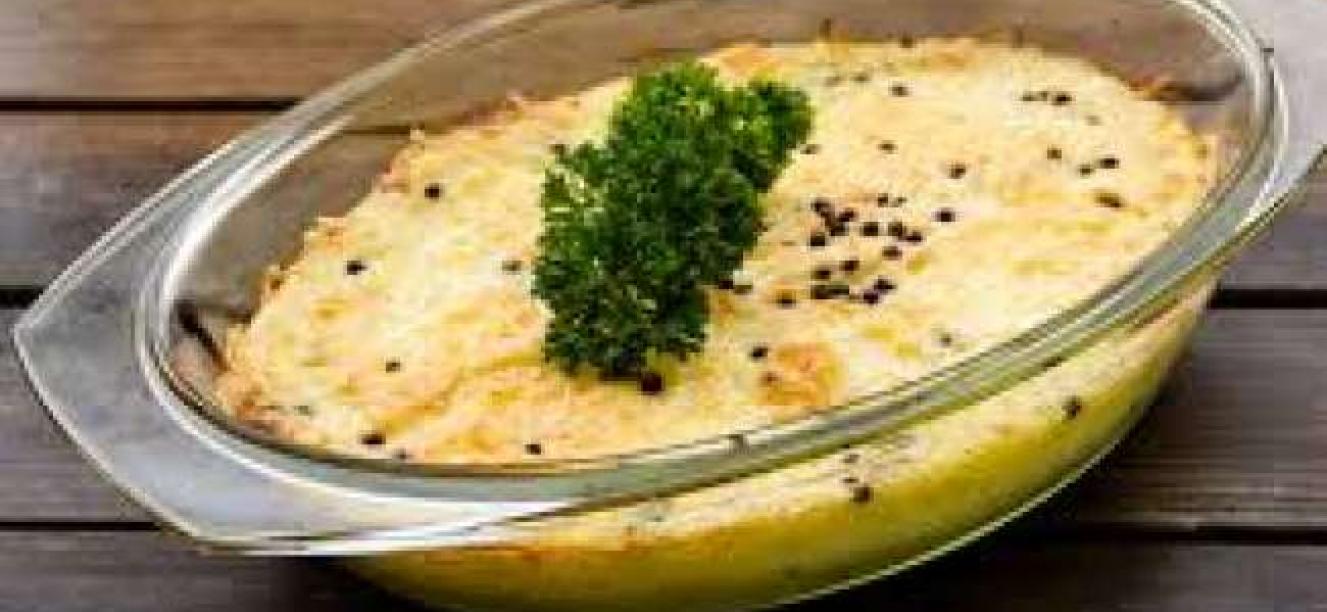 Exquisita receta de puré de papa con queso gratinado