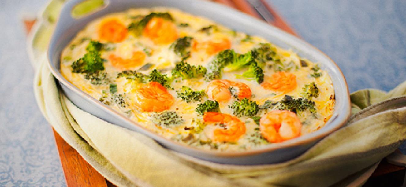 Brócoli con camarones al molde | Recetas Alquería